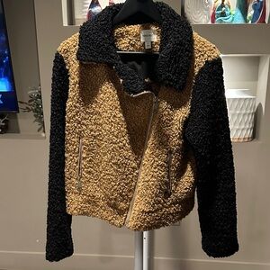 Nine West Black and Tan Moto/TeddyJacket